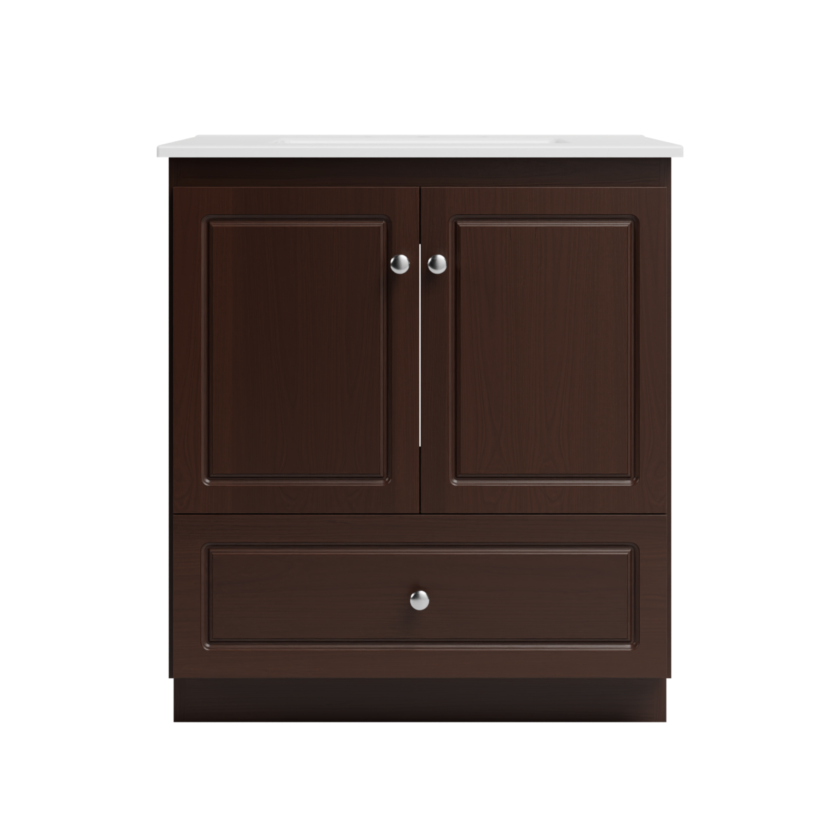 Strasser Woodenworks Ultraline 31 in. W x 22 in. D x 35 in. H Vanity with Ceramic Vanity Top in White and No Side Drawers