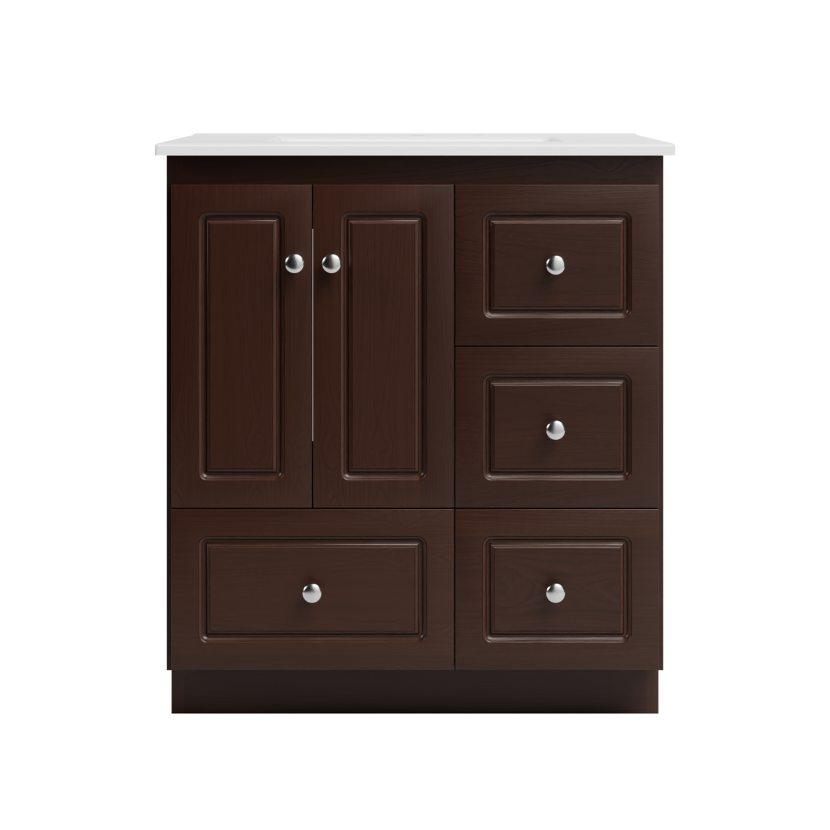Strasser Woodenworks Ultraline 31 in. W x 22 in. D x 35 in. H Vanity with Vanity Top in White and Right Drawers