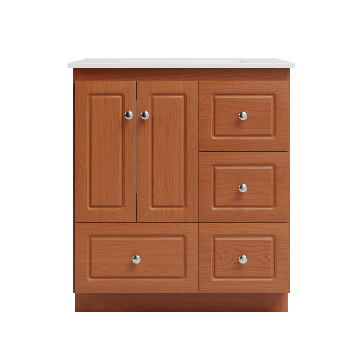Strasser Woodenworks Ultraline 31 in. W x 22 in. D x 35 in. H Vanity with Vanity Top in White and Right Drawers