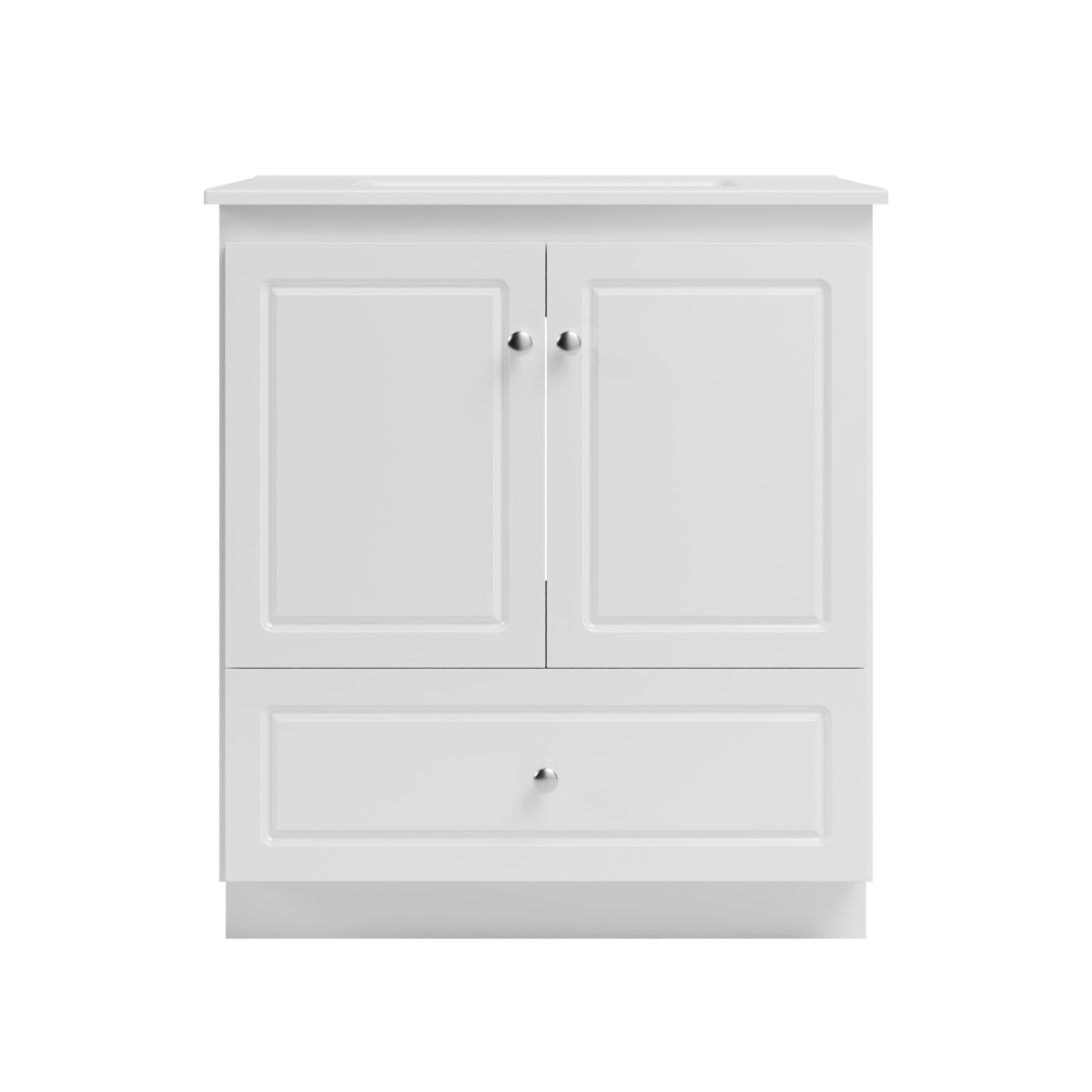 Strasser Woodenworks Ultraline 31 in. W x 22 in. D x 35 in. H Vanity with Ceramic Vanity Top in White and No Side Drawers