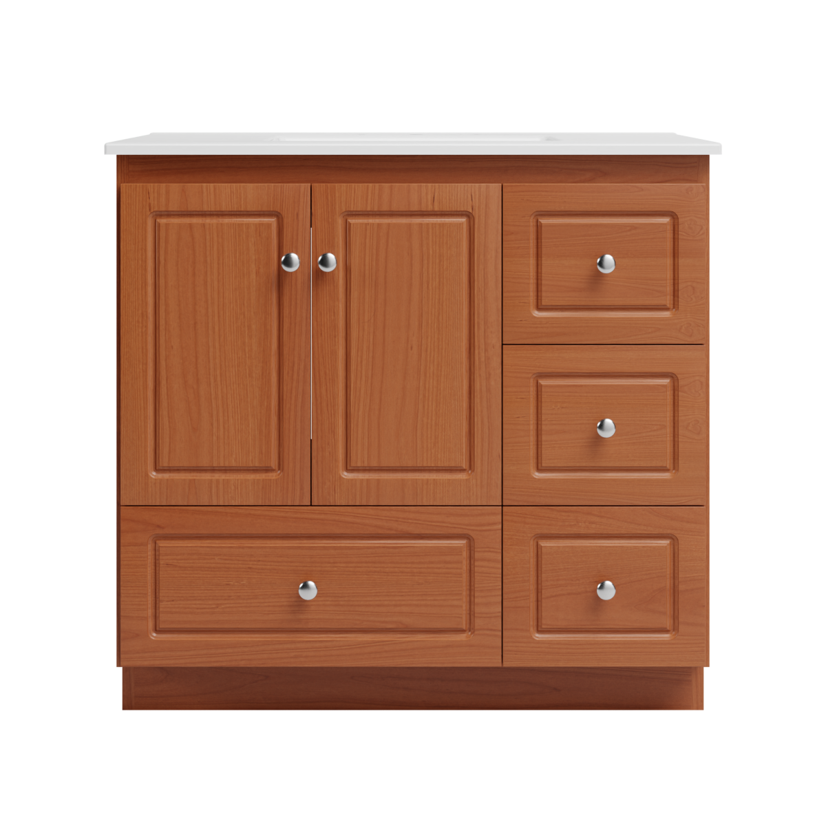 Strasser Woodenworks Ultraline 37 in. W x 22 in. D x 35 in. H Vanity with Ceramic Vanity Top in White and Right Drawers