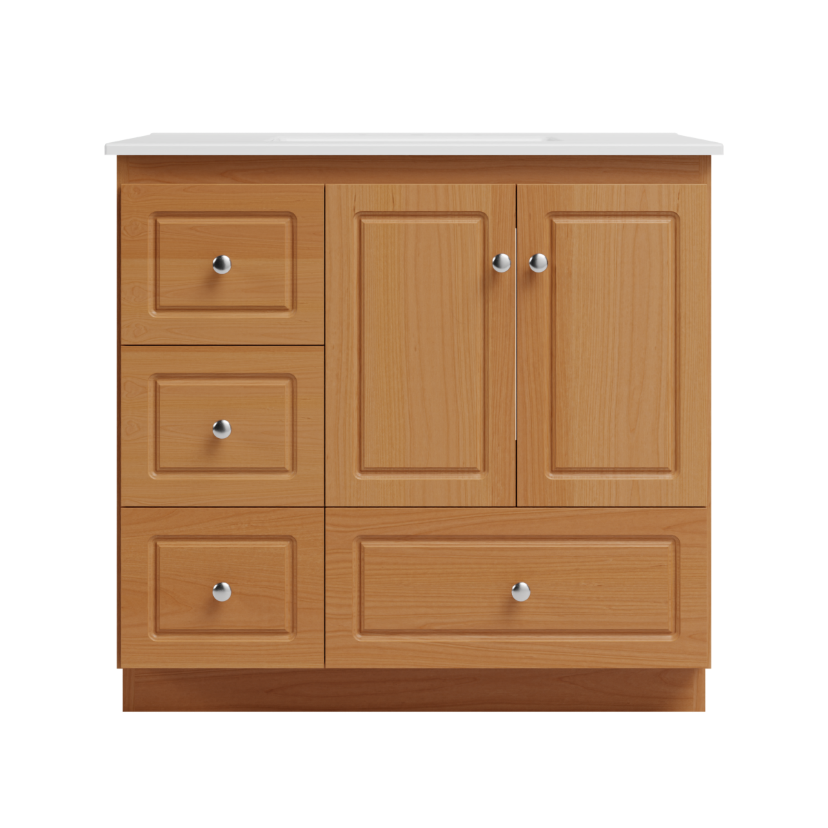Strasser Woodenworks Ultraline 37 in. W x 22 in. D x 35 in. H Vanity with Ceramic Vanity Top in White and Left Drawers