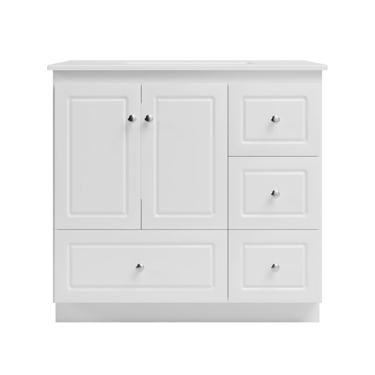 Strasser Woodenworks Ultraline 37 in. W x 22 in. D x 35 in. H Vanity with Ceramic Vanity Top in White and Right Drawers
