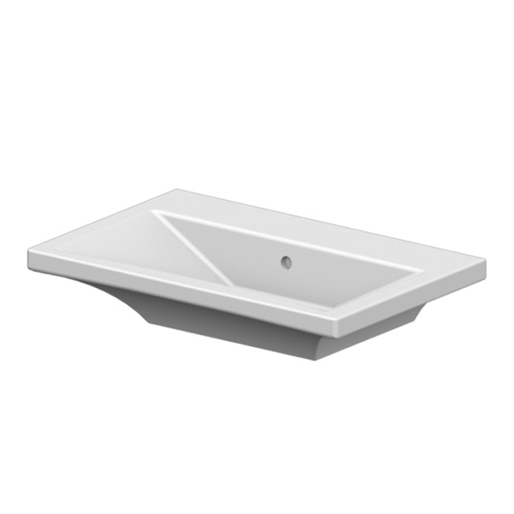 Nameeks Scarabeo 27-3/4" Ceramic Wall Mounted/Vessel Bathroom Sink with One Faucet Hole - Includes Overflow
