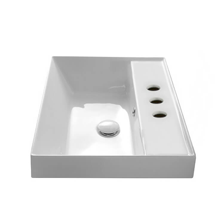 Nameeks Scarabeo 17-2/3" Ceramic Bathroom Sink for Deck Mounted or Drop In Installation - Includes Overflow