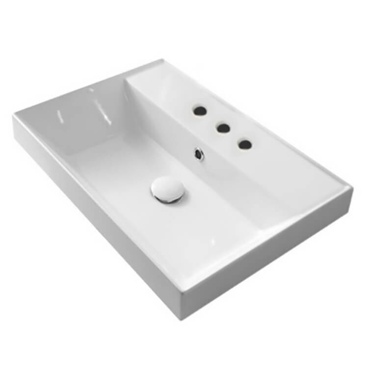 Nameeks Scarabeo 23-3/5" Ceramic Bathroom Sink for Drop In Installation - Includes Overflow