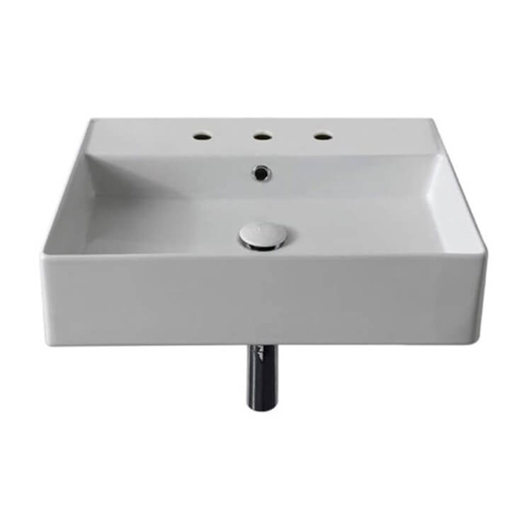 Nameeks Scarabeo Teorema 2.0 20" Rectangular Ceramic Vessel or Wall Mounted Bathroom Sink with One Faucet Hole - Includes Overflow