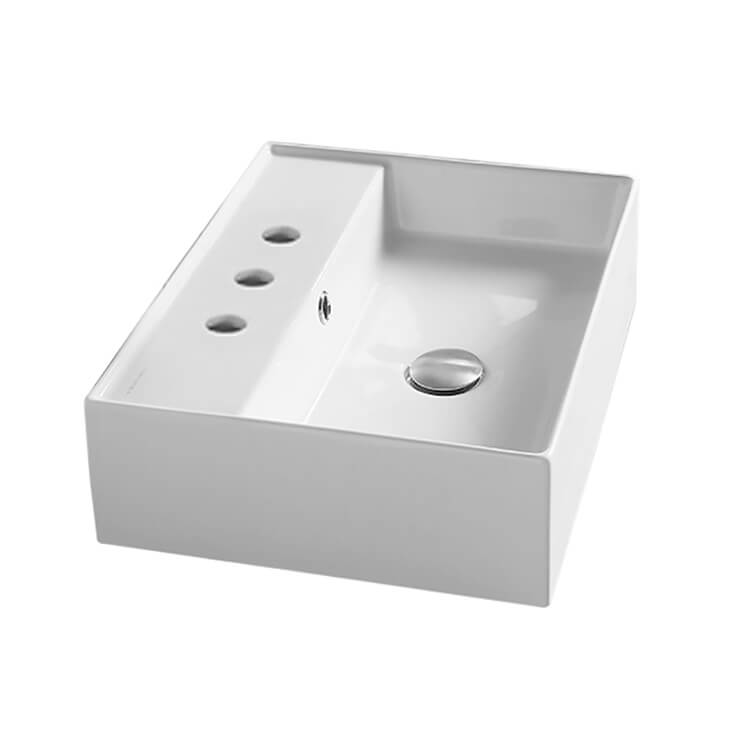 Nameeks Scarabeo Teorema 2.0 20" Rectangular Ceramic Vessel Bathroom Sink with One Faucet Hole - Includes Overflow