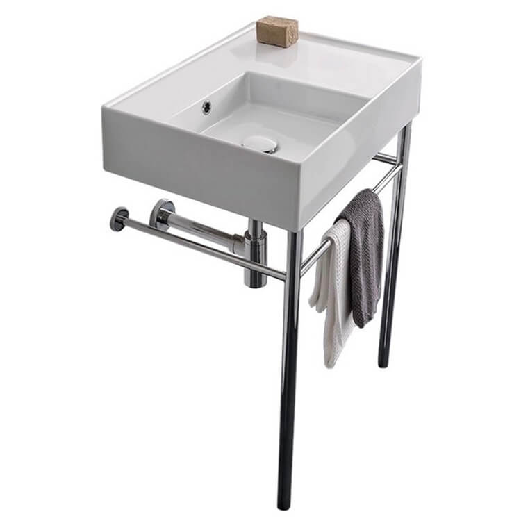 Nameeks Scarabeo Teorema 2.0 24" Ceramic Bathroom Sink for Console Installation - Includes Overflow