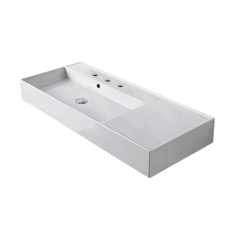 Nameeks Scarabeo Teorema 2.0 40" Rectangular Ceramic Vessel or Wall Mounted Bathroom Sink - Includes Overflow