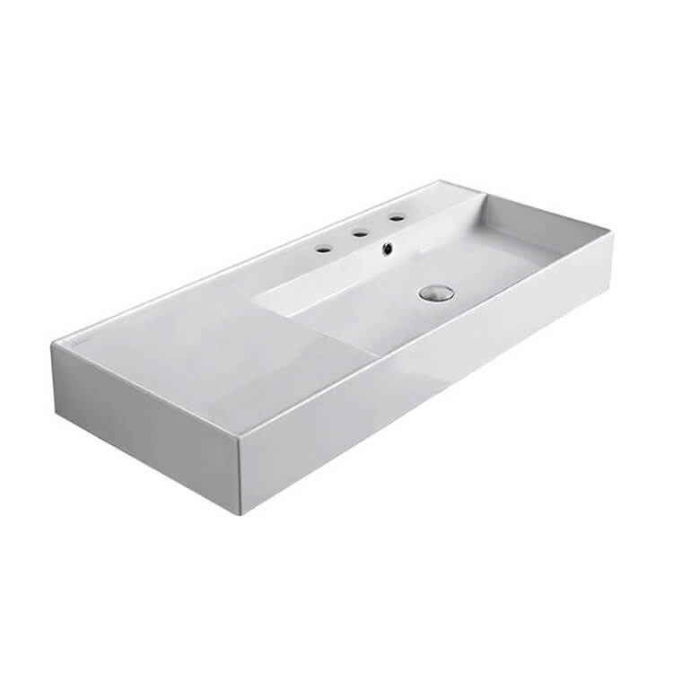 Nameeks Scarabeo Teorema 2.0 40" Rectangular Ceramic Vessel or Wall Mounted Bathroom Sink - Includes Overflow