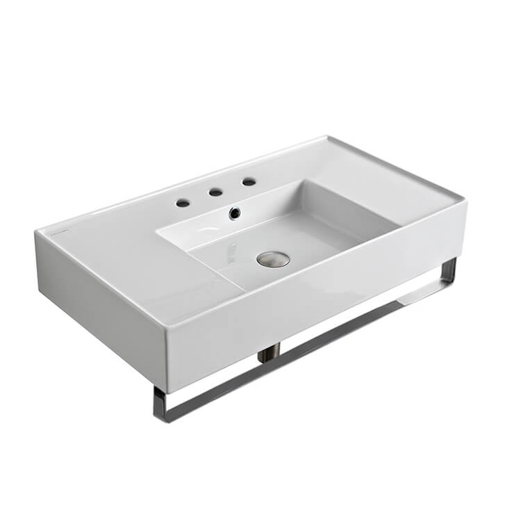 Nameeks Scarabeo Teorema 2.0 32" Rectangular Ceramic Wall Mounted Bathroom Sink - Includes Overflow