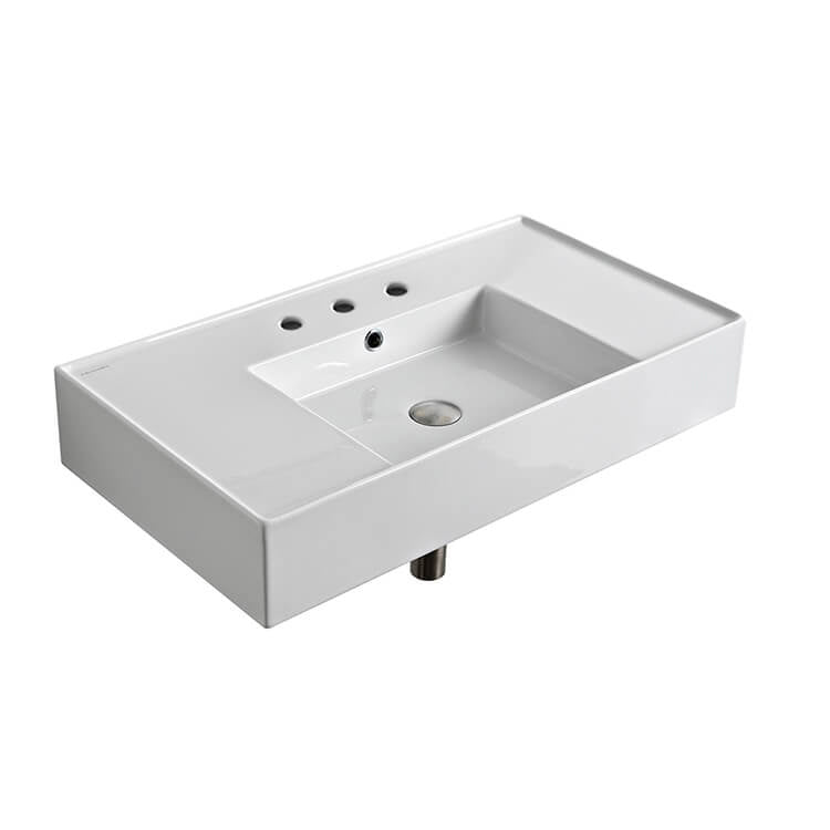Nameeks Scarabeo Teorema 2.0 32" Rectangular Ceramic Vessel or Wall Mounted Bathroom Sink - Includes Overflow
