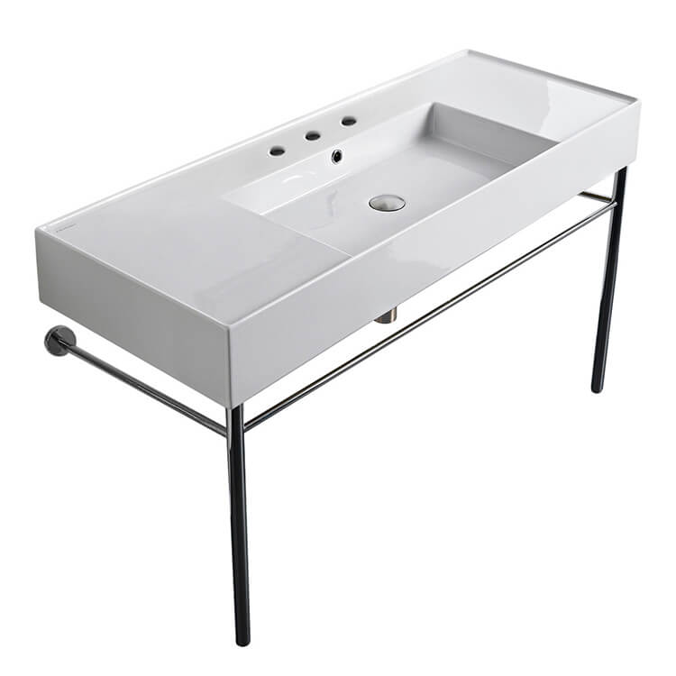 Nameeks Scarabeo Teorema 2.0 48" Rectangular Ceramic Console Bathroom Sink - Includes Overflow
