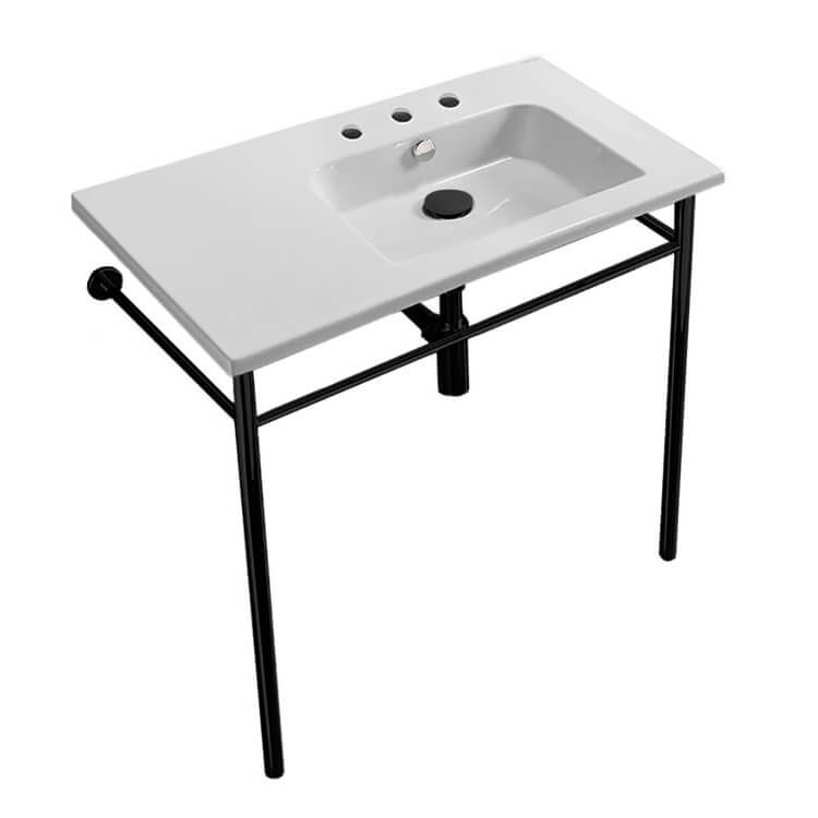Nameeks Etra Ceramic Console Sink Basin and Leg Combo