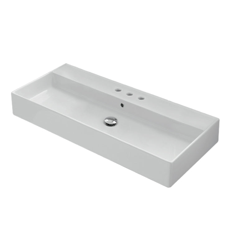 Nameeks Scarabeo 39-3/8" Ceramic Wall Mounted/Vessel Bathroom Sink - Includes Overflow