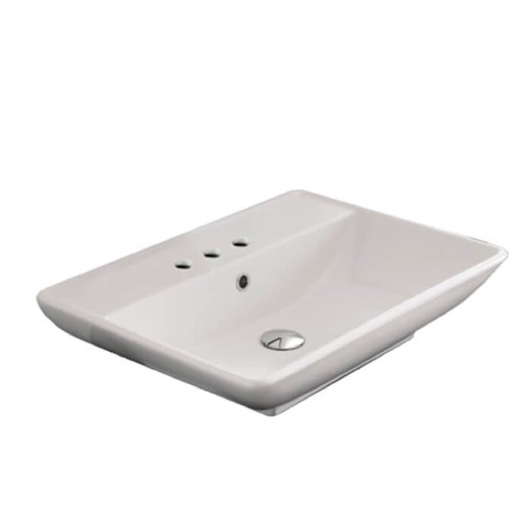 Nameeks Scarabeo 24-3/8" Ceramic Wall Mounted/Vessel Bathroom Sink - Includes Overflow