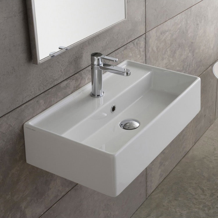 Nameeks Scarabeo 23-5/8" Ceramic Wall Mounted/Vessel Bathroom Sink - Includes Overflow
