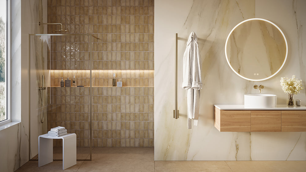 satin brass towel warmer