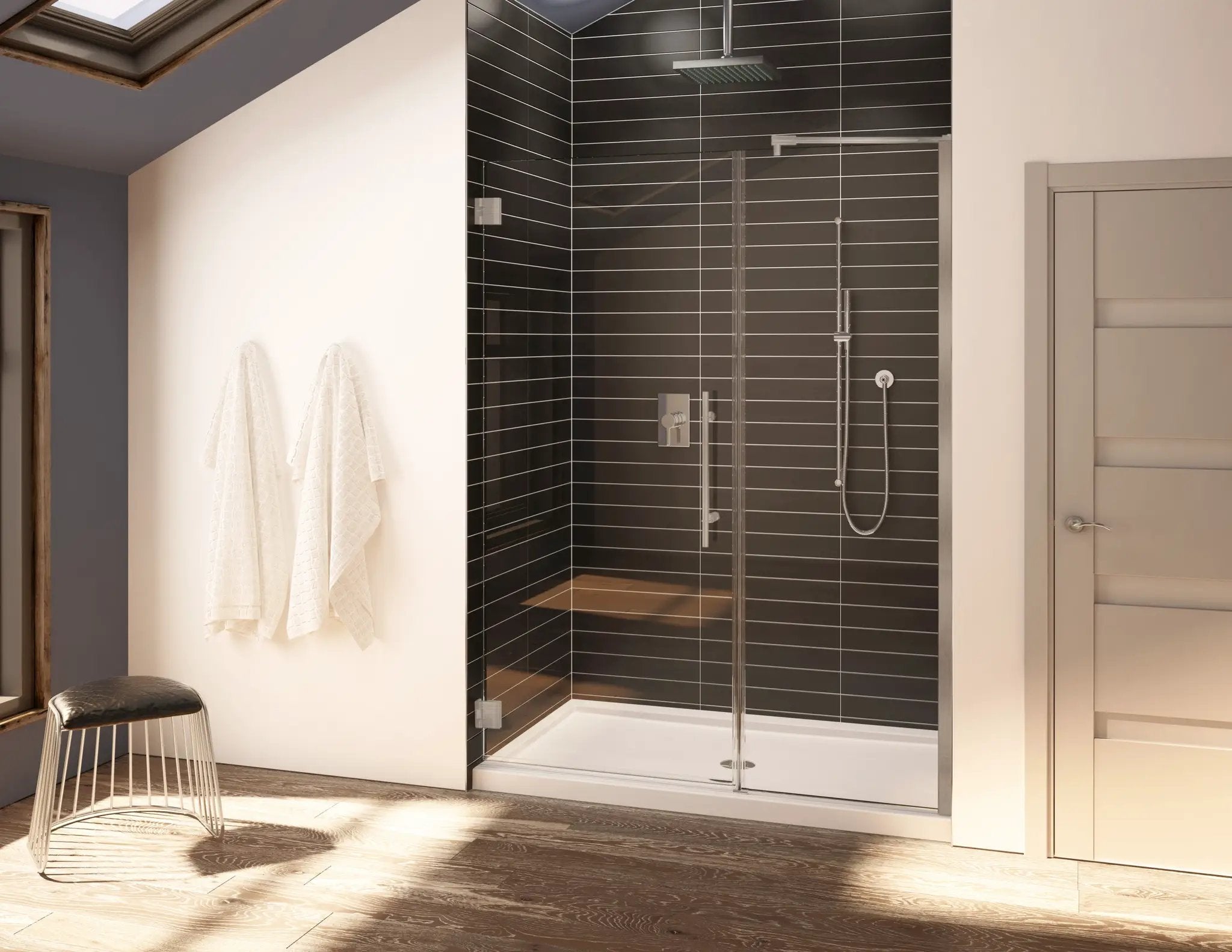 brushed nickel shower door