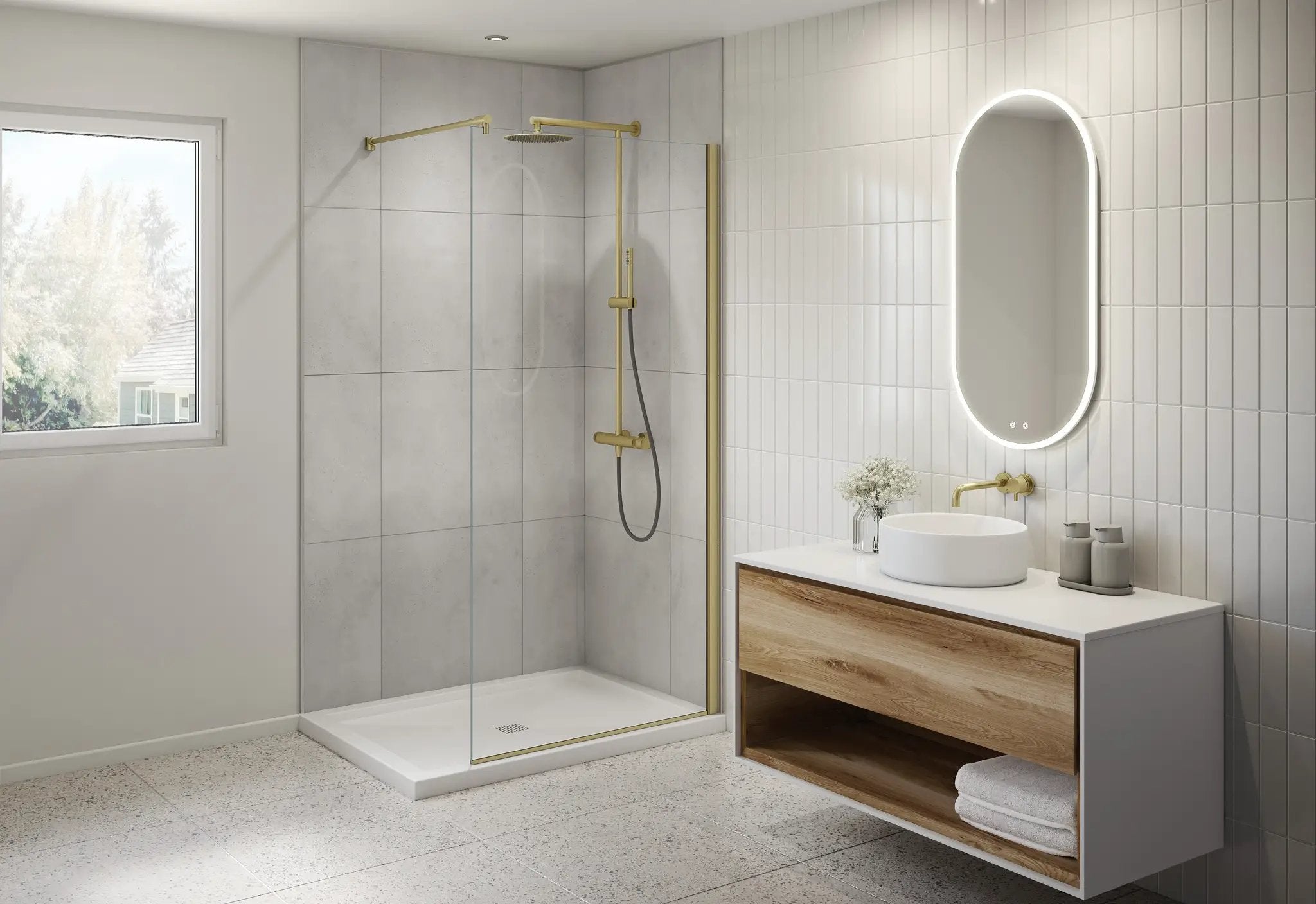 brushed gold shower door