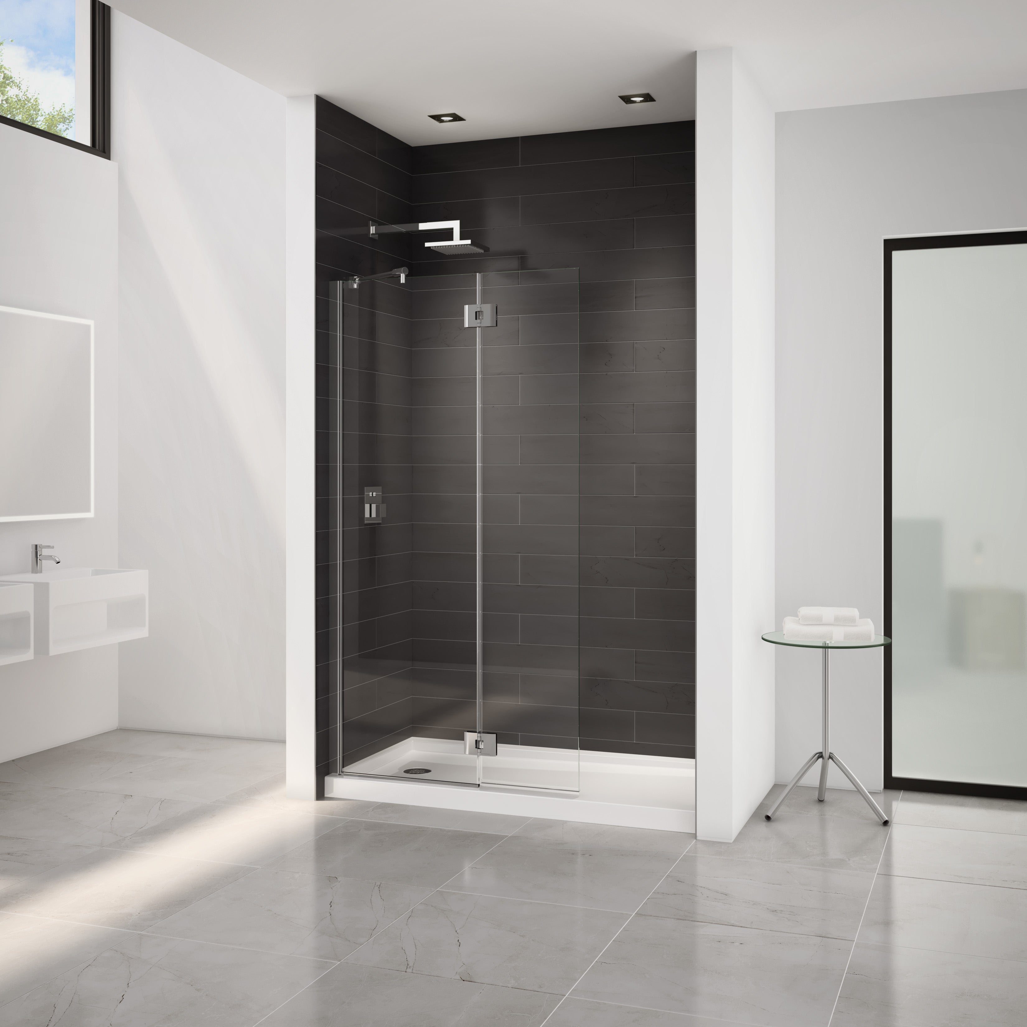 chrome shower door