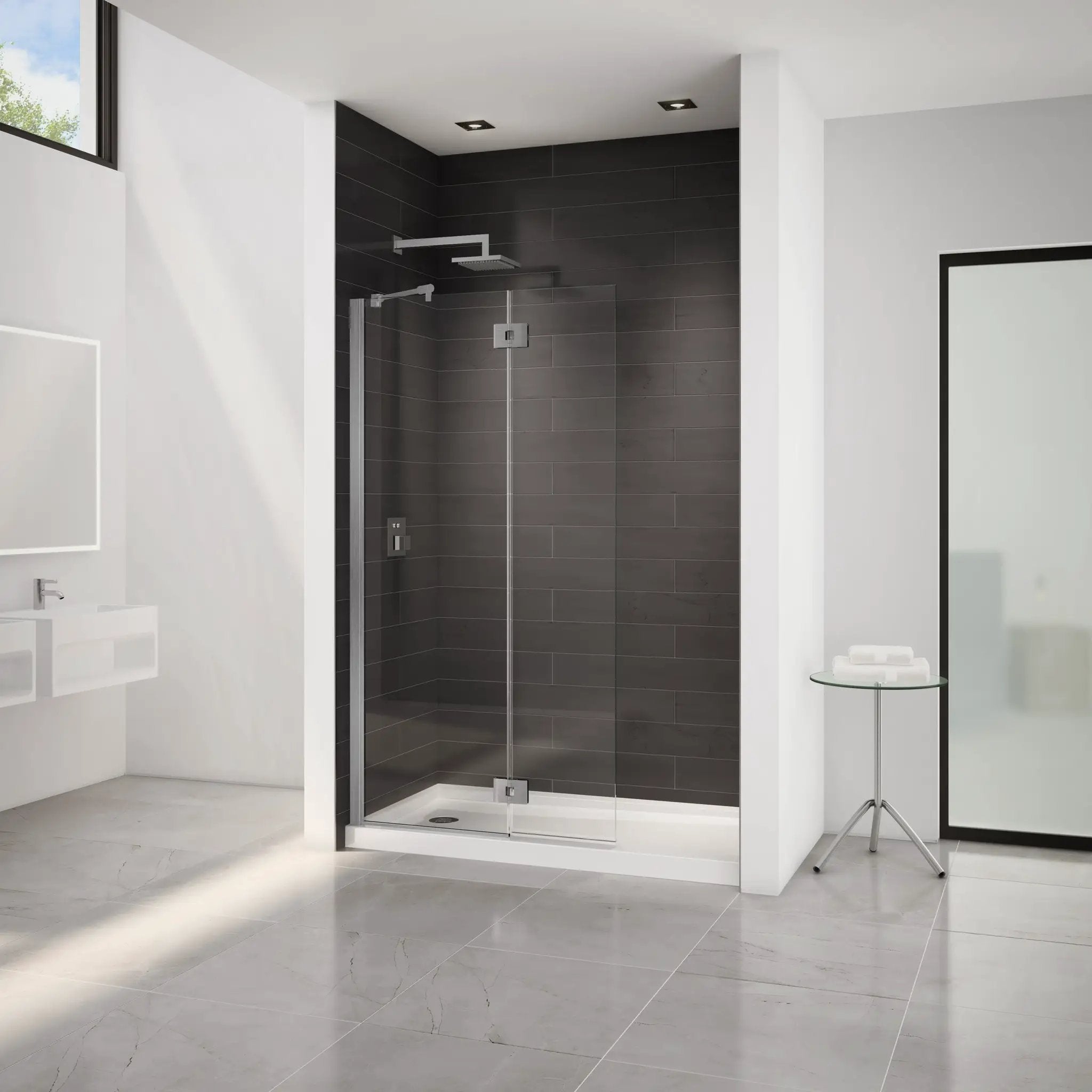 brushed nickel shower door