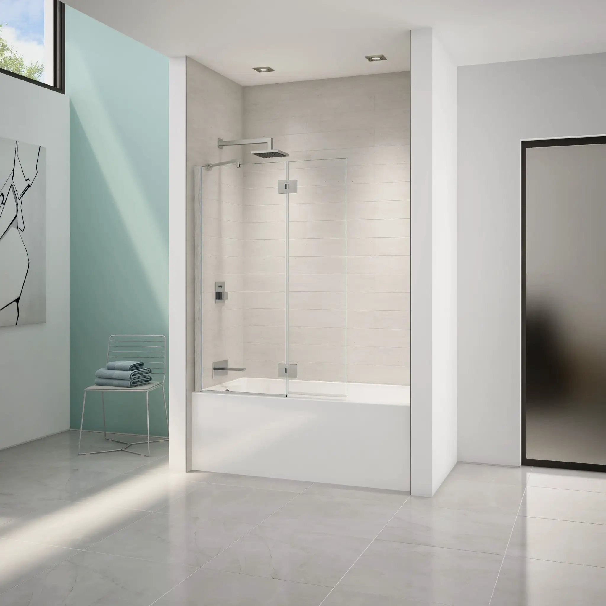 brushed nickel tub shield