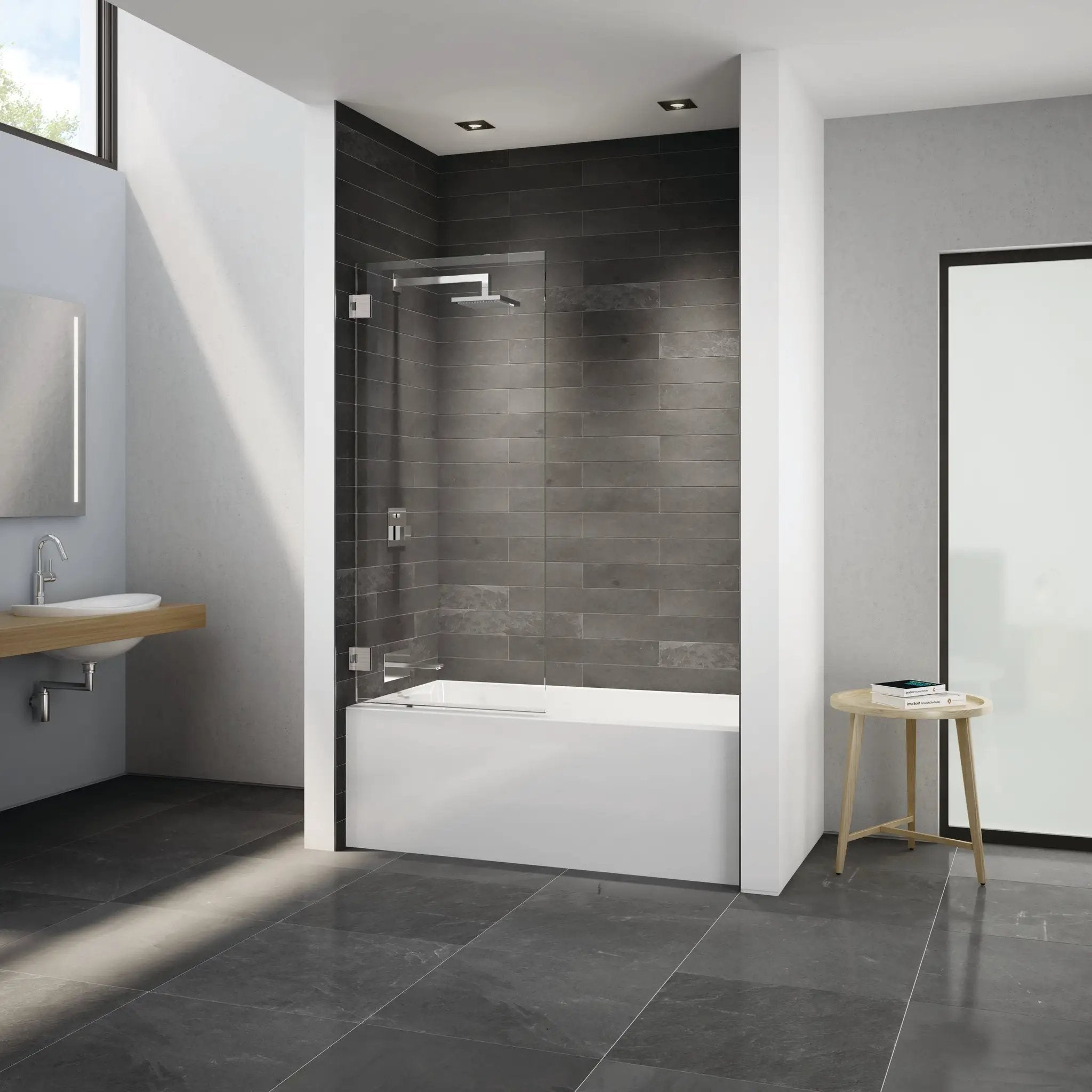 brushed nickel tub panel