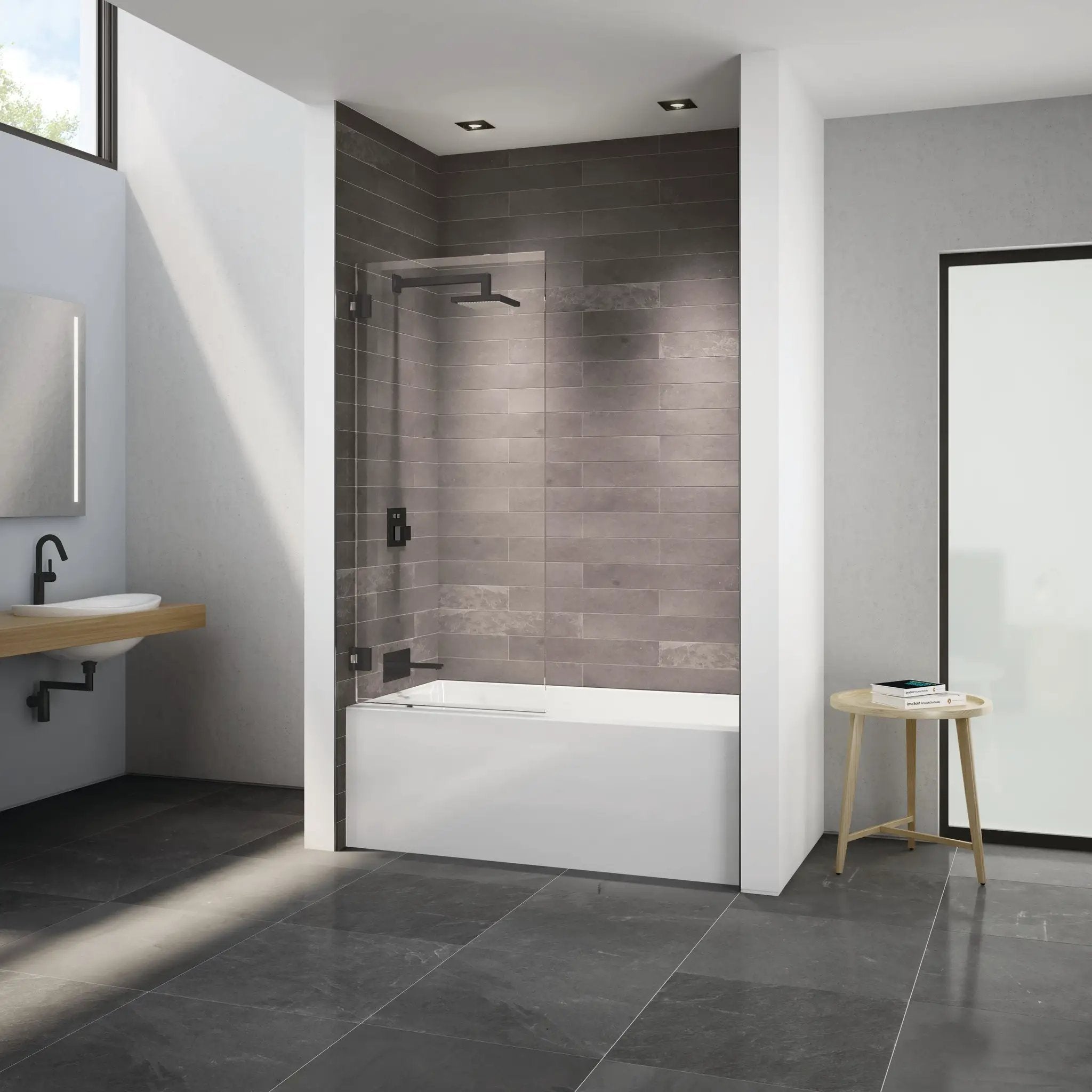 matte black tub panel