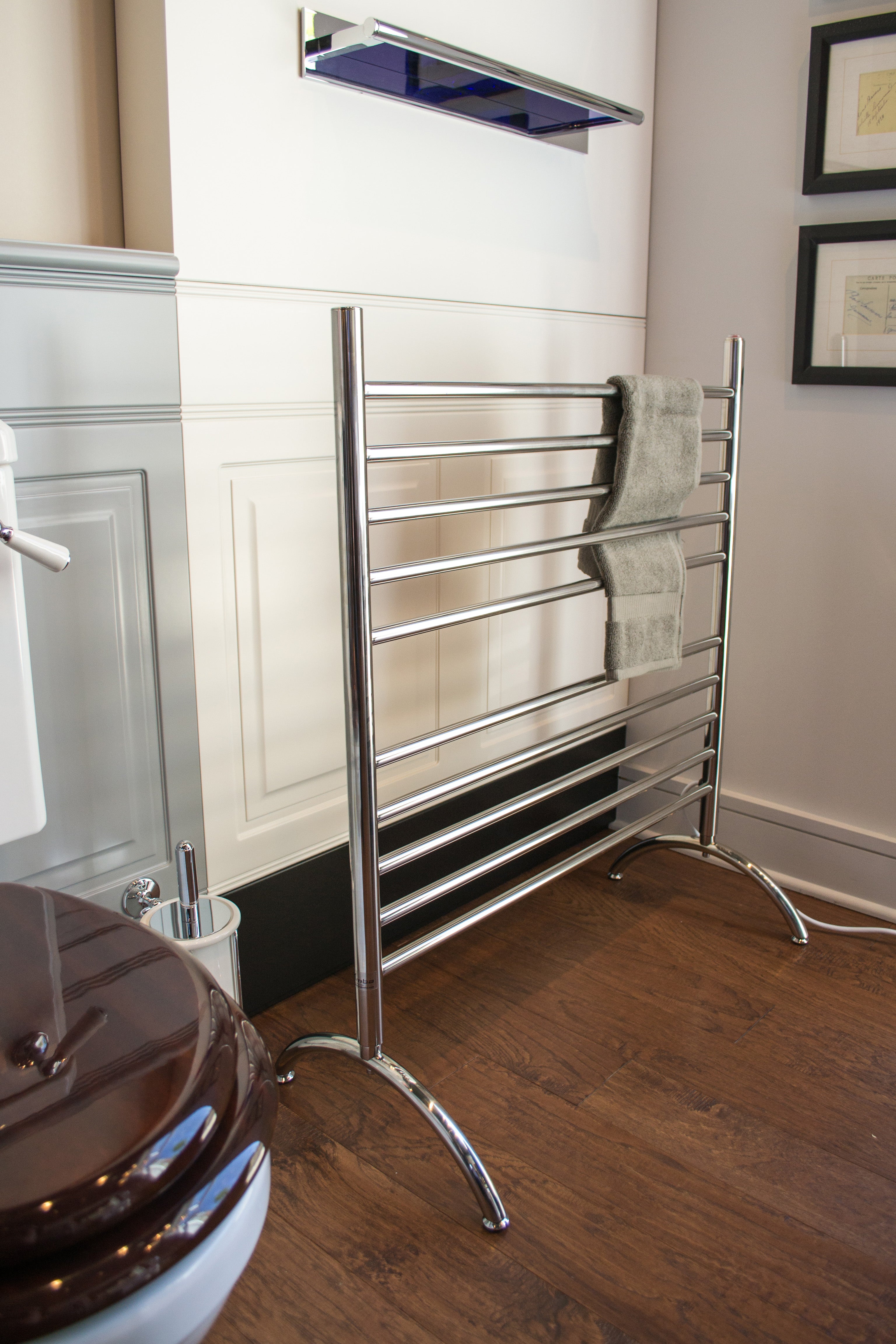 polished stainless towel warmer