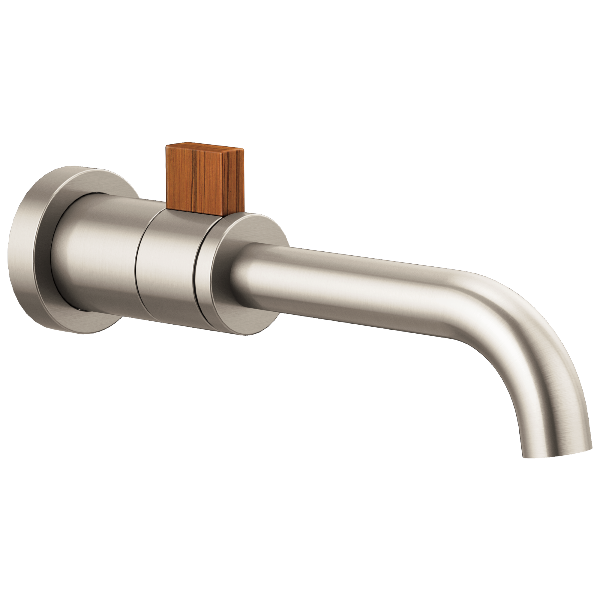 luxe nickel / teak wood lavatory faucet