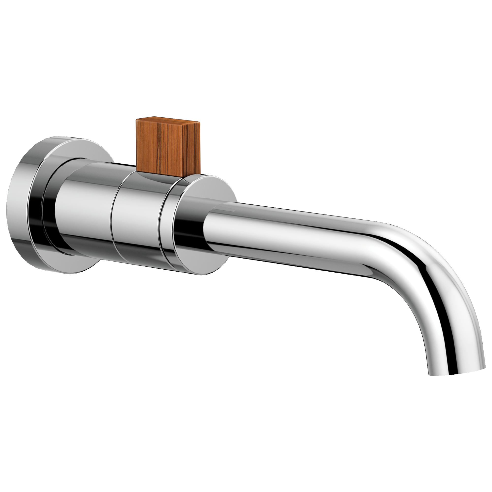 polished chrome / teak wood lavatory faucet