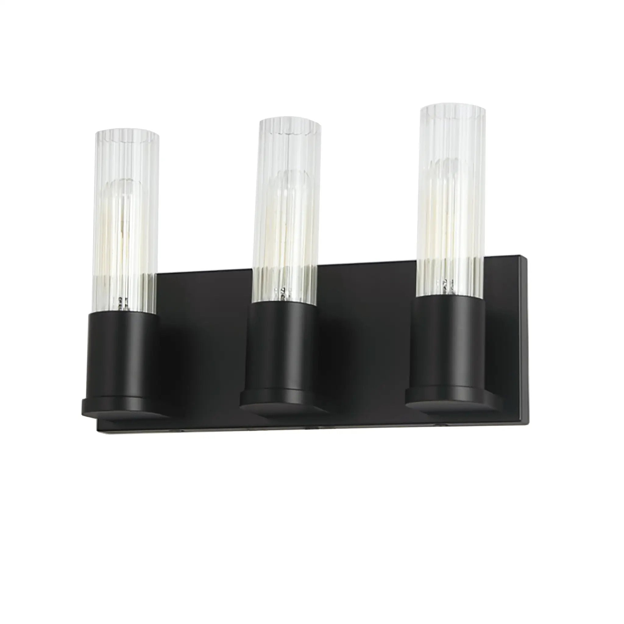 Dainolite 3 Light Incandescent Vanity with Clear Fluted Glass by Dainolite