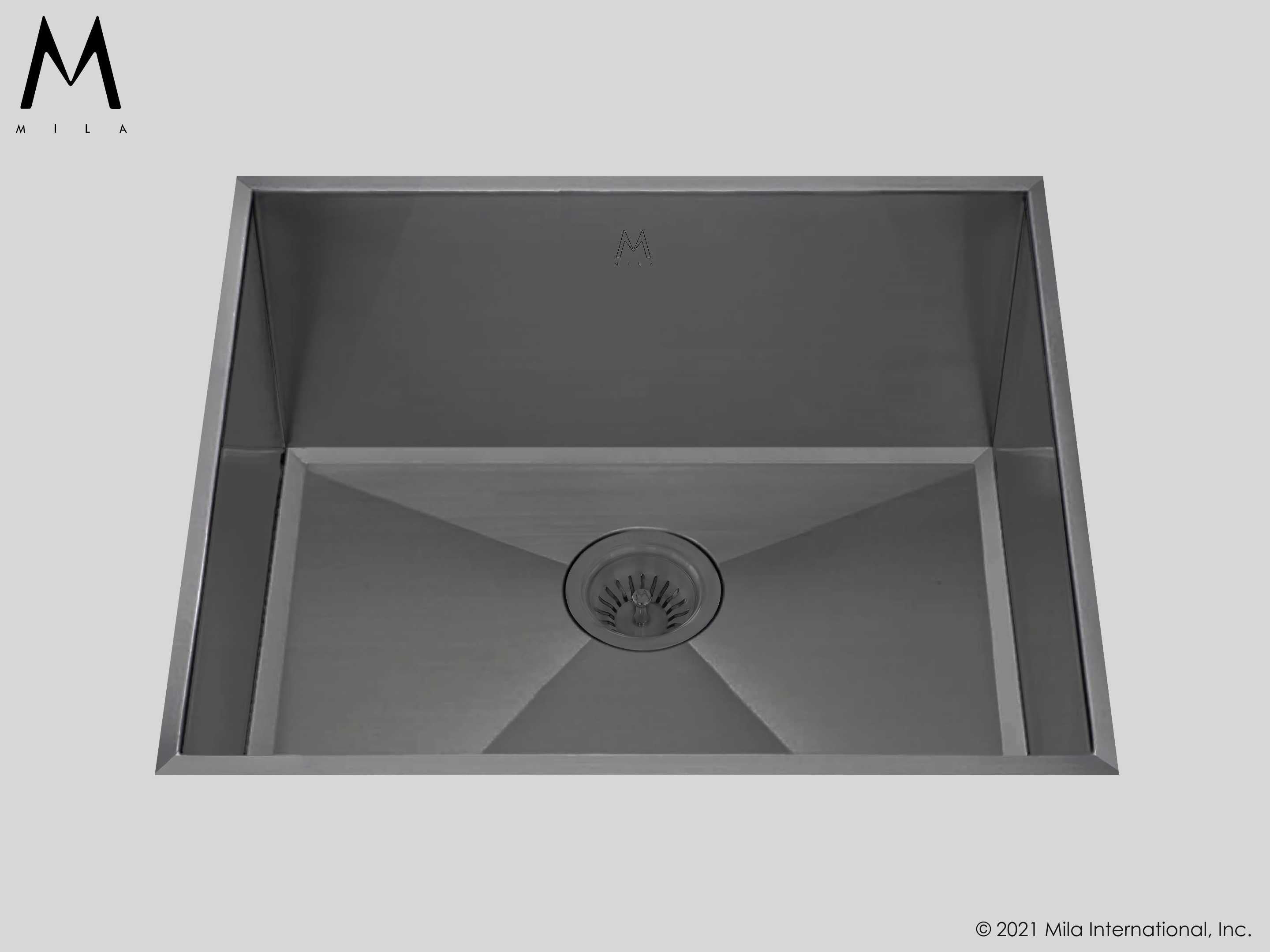 MILA LOUVRE Low Profile Single Bowl Flush-Mount 20 x 17.5 Kitchen Sink