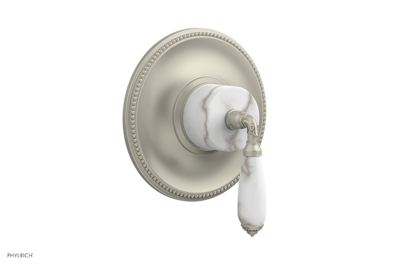 Phylrich VALENCIA Thermostatic Shower Trim, White Marble Lever Handle
