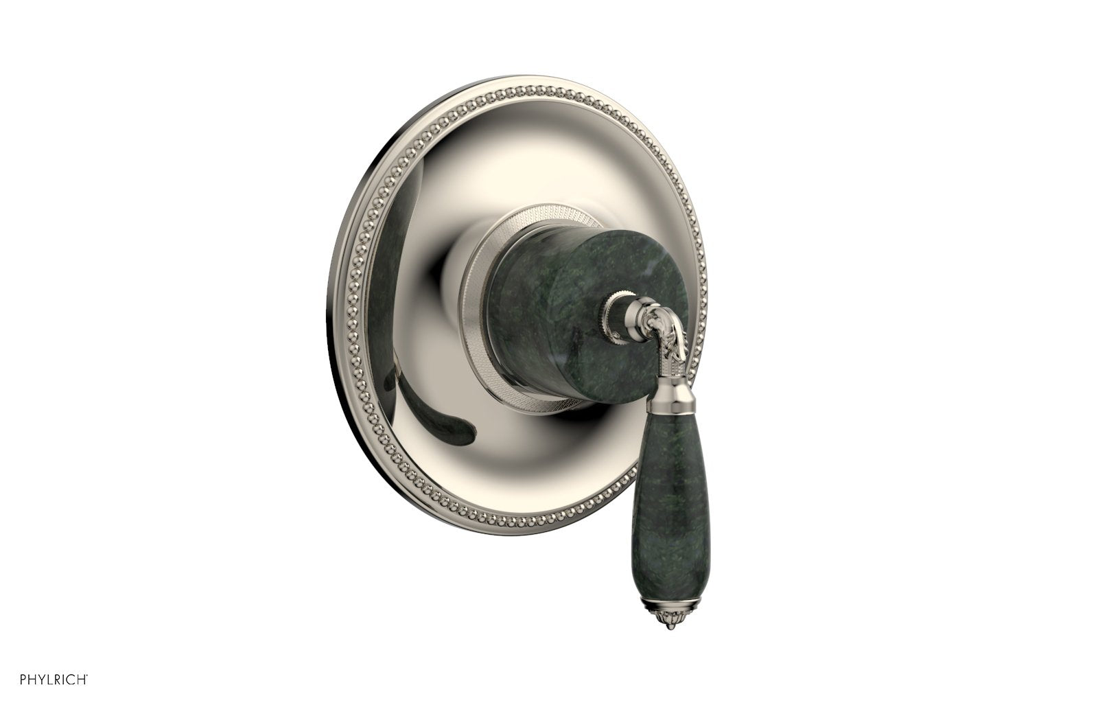 Phylrich VALENCIA Thermostatic Shower Trim, Green Marble Lever Handle