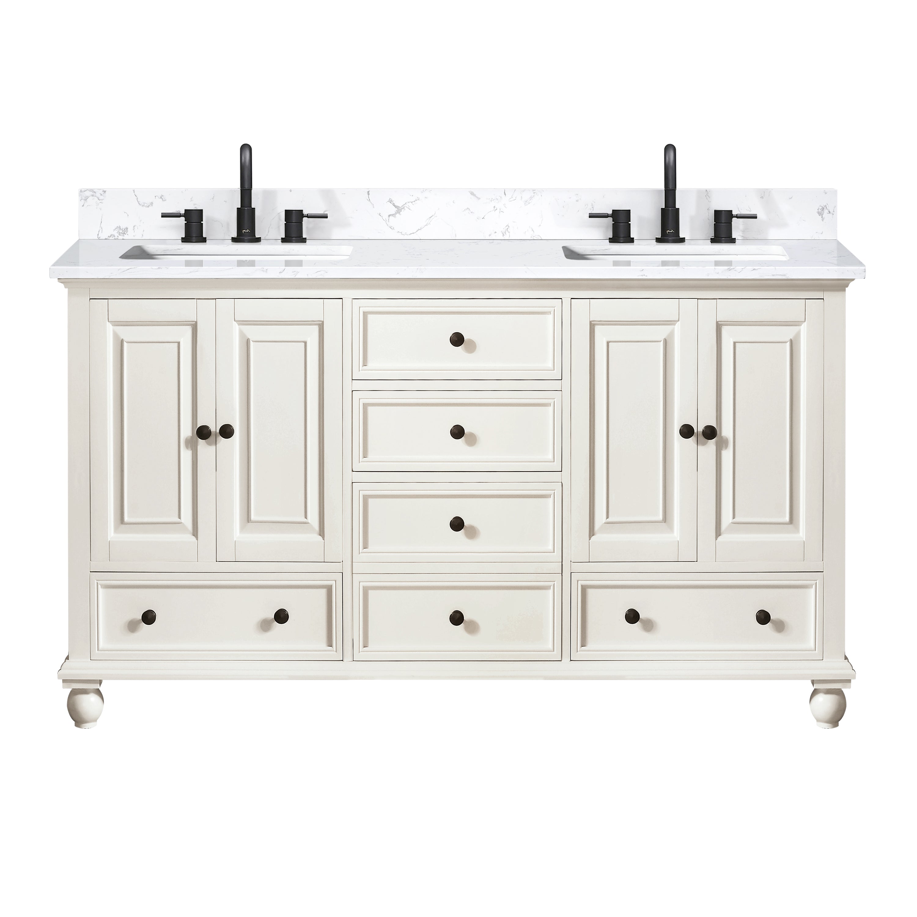 Avanity Thompson 61 in. Double Sink Bathroom Vanity Set with Cala White Engineered Stone Top