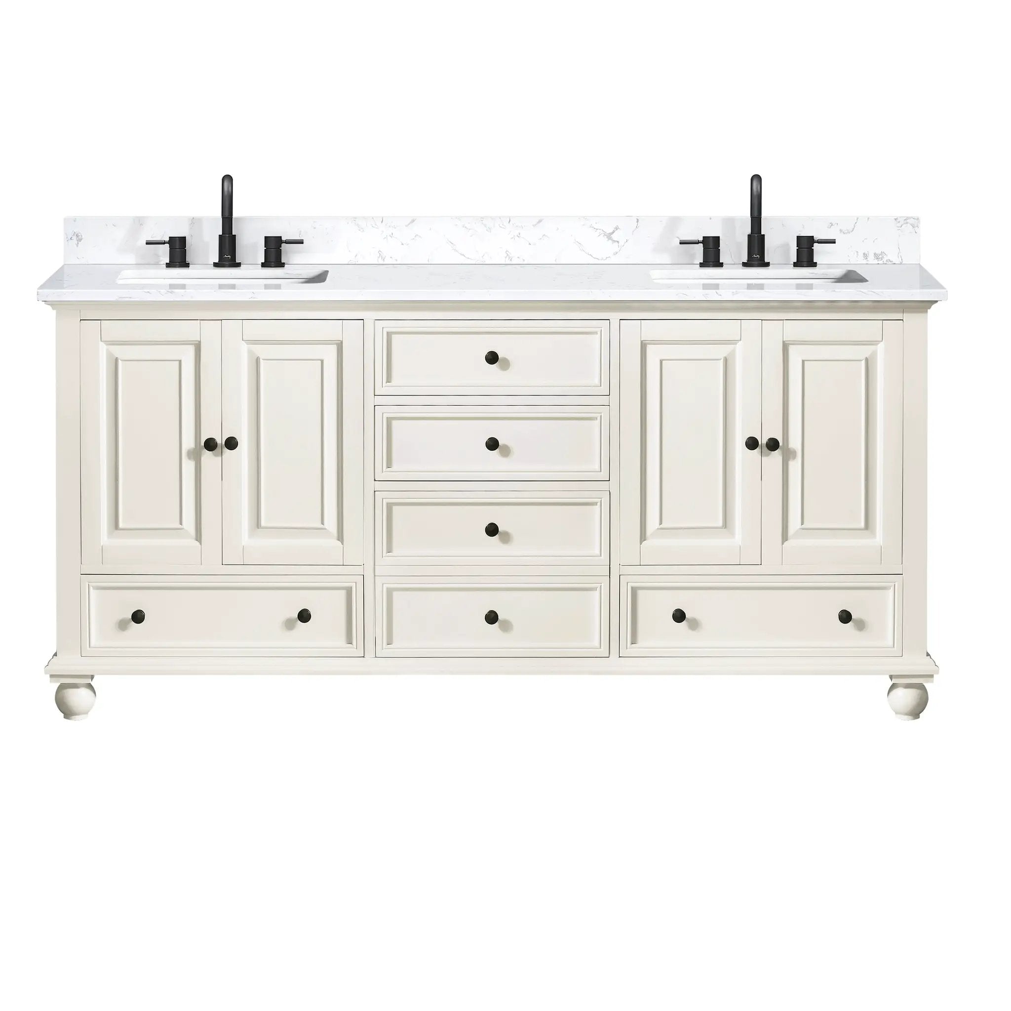 Avanity Thompson 73 in. Double Sink Bathroom Vanity Set with Cala White Engineered Stone Top by Avanity