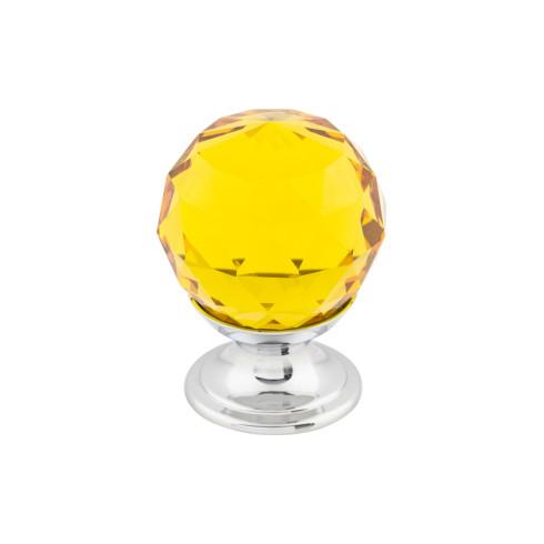 Top Knobs Amber Crystal Knob 1 1/8 Inch w/ Polished Chrome Base