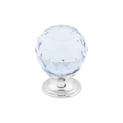 Top Knobs Light Blue Crystal Knob 1 1/8 Inch w/ Polished Chrome Base