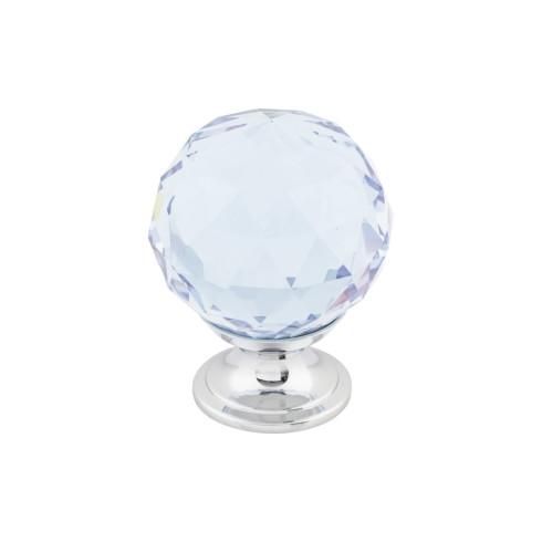 Top Knobs Light Blue Crystal Knob 1 3/8 Inch w/ Polished Chrome Base