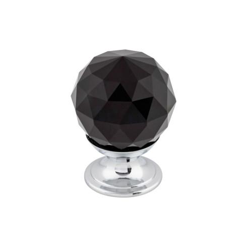 Top Knobs Black Crystal Knob 1 1/8 Inch w/ Polished Chrome Base