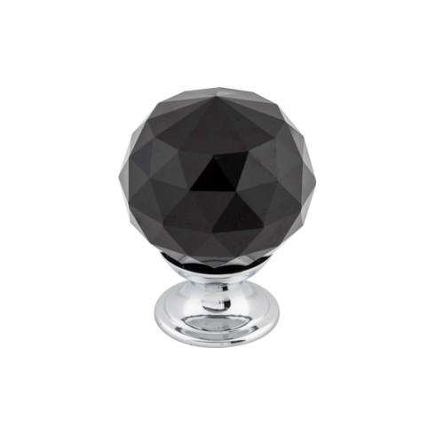 Top Knobs Black Crystal Knob 1 3/8 Inch w/ Polished Chrome Base