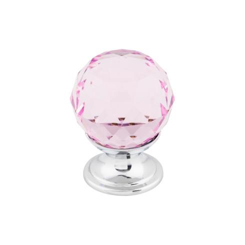 Top Knobs Pink Crystal Knob 1 1/8 Inch w/ Polished Chrome Base