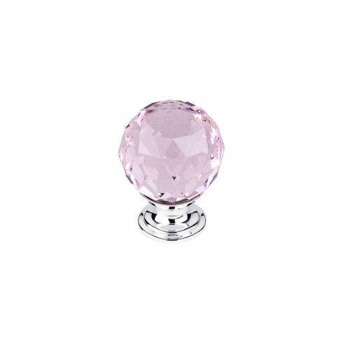 Top Knobs Pink Crystal Knob 1 3/8 Inch w/ Polished Chrome Base