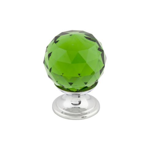 Top Knobs Green Crystal Knob 1 1/8 Inch w/ Polished Chrome Base