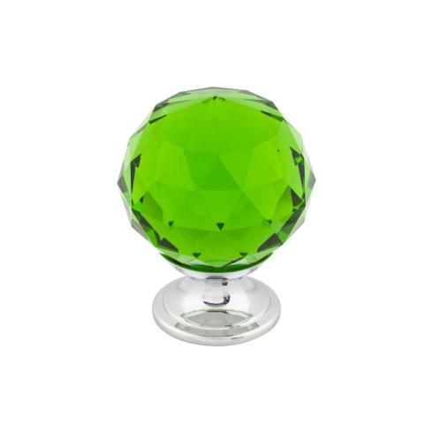 Top Knobs Green Crystal Knob 1 3/8 Inch w/ Polished Chrome Base