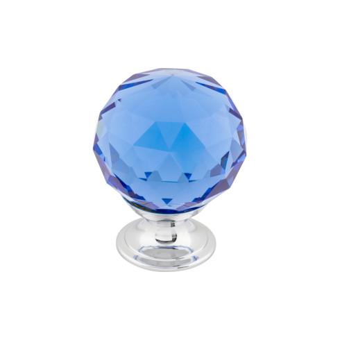 Top Knobs Blue Crystal Knob 1 3/8 Inch w/ Polished Chrome Base