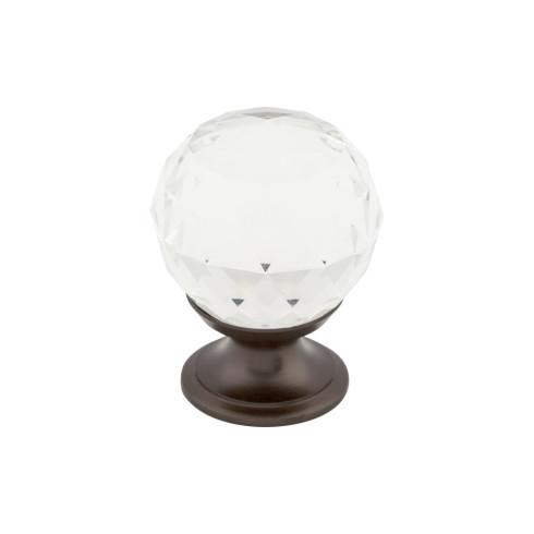 Top Knobs Clear Crystal Knob 1 1/8 Inch w/ Oil Rubbed Bronze Base